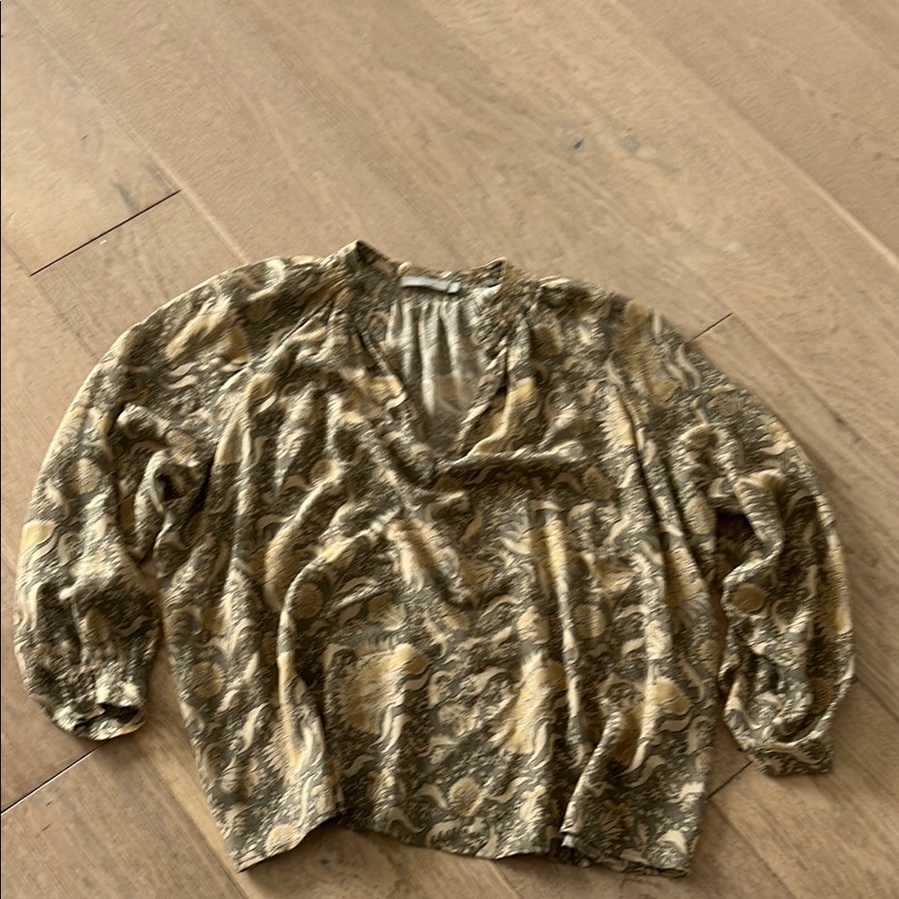 Vince Women's Blouse in Olive and Beige